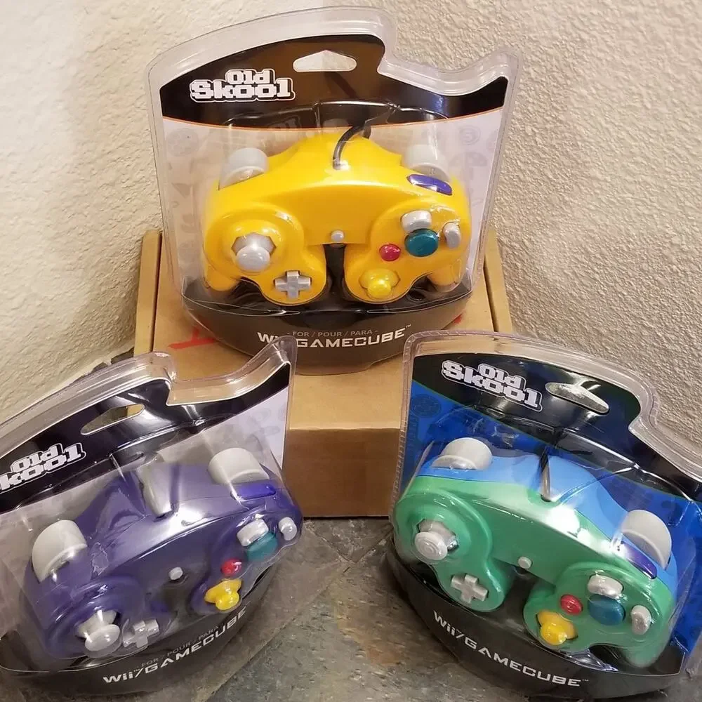3 Gamecube Controllers - 3 Colors Bundle (NEW) - Purple Green Orange - Nintendo